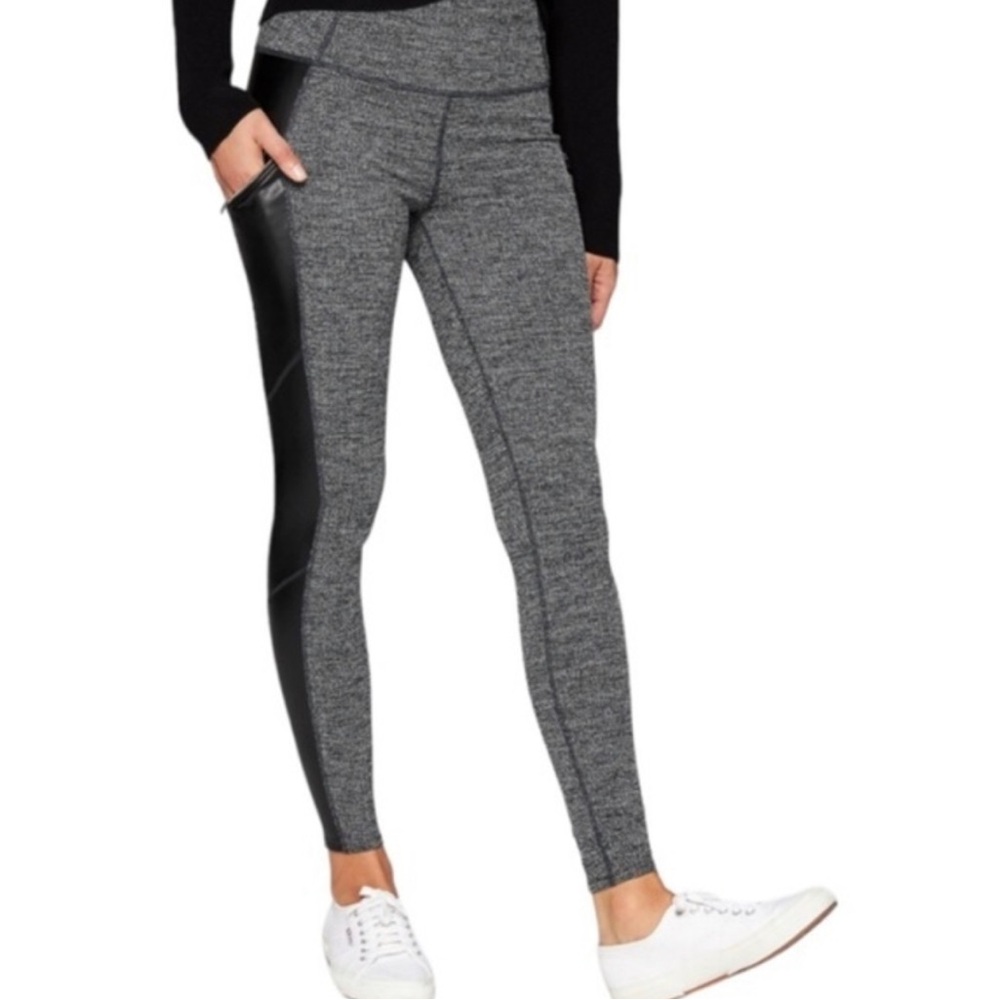 Athleta Herringbone Luxe Metro Drifter Leggings Faux Leather Size XS